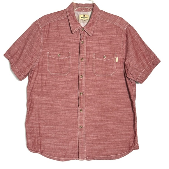 Vintage Woolrich Men’s‎ Large Red Heathered Short Sleeve Button Up Shirt. - Picture 2 of 7